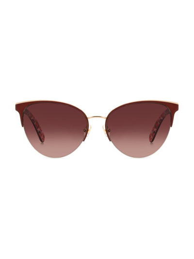 Shop Kate Spade Women's Izara 57mm Cat-eye Sunglasses In Red Burgundy Shaded