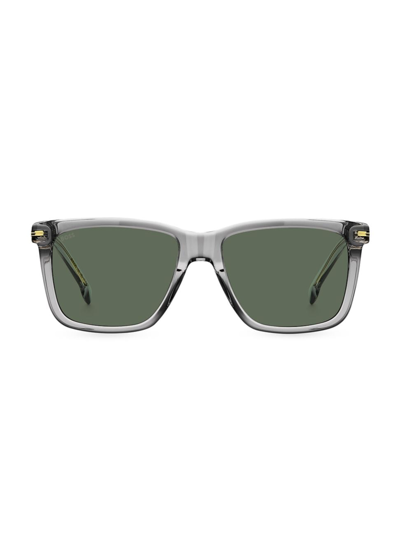 Shop Hugo Boss Men's 55mm Square Sunglasses In Grey Green