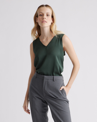 Quince Women's Washable Stretch Silk Tank Top In Forest Green