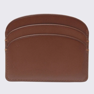 Shop Apc A.p.c. Brown Noisette  Leather Demi-lune Cardholder