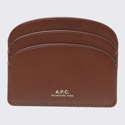 Shop Apc A.p.c. Brown Noisette  Leather Demi-lune Cardholder