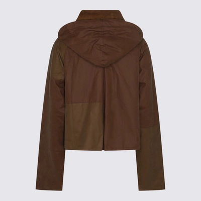 Shop Barbour X Ganni Dark Brown Cotton Casual Jacket In Tan/sand