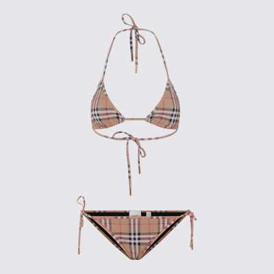 Burberry Beige Vintage Check Triangle Bikini In Beige