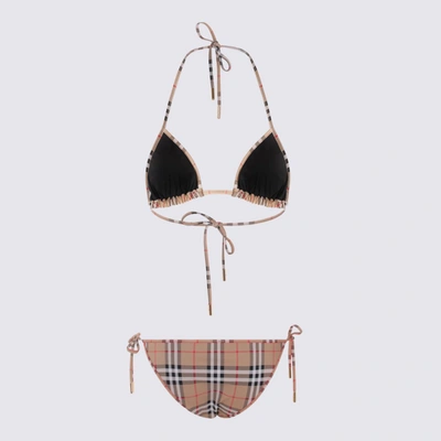 Burberry Beige Vintage Check Triangle Bikini In Beige