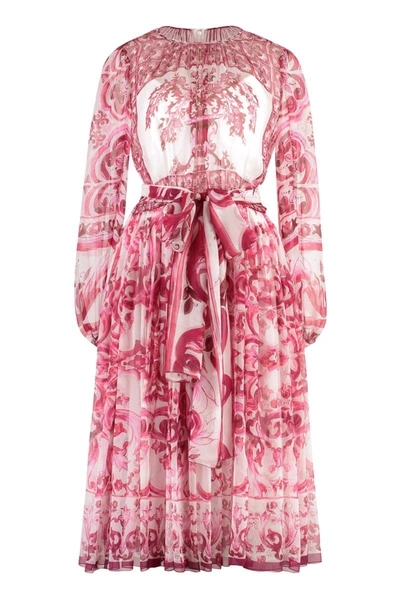 Shop Dolce & Gabbana Chiffon Dress In Pink