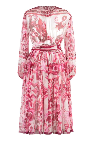 Shop Dolce & Gabbana Chiffon Dress In Pink