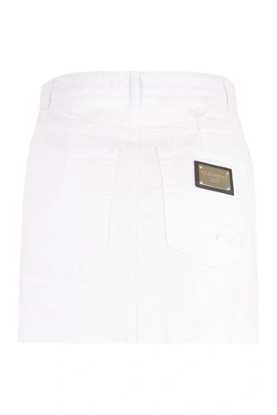 Shop Dolce & Gabbana Denim Mini Skirt In White