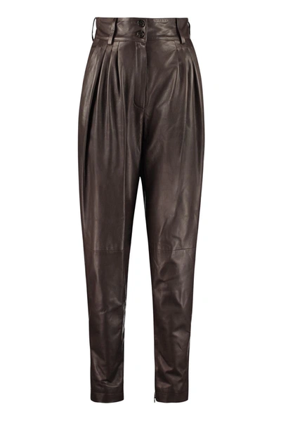 Shop Dolce & Gabbana Leather Pants In Brown