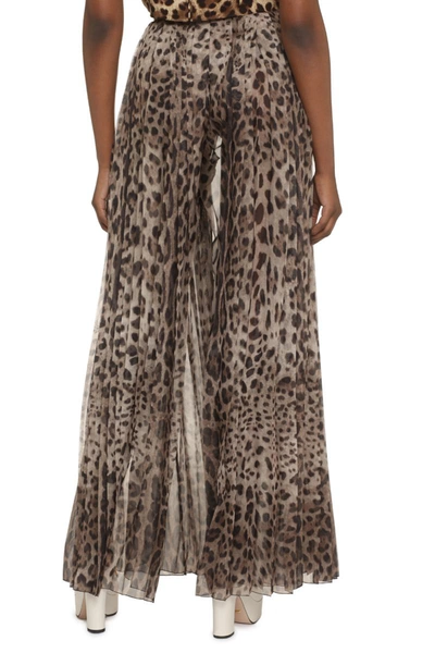 Shop Dolce & Gabbana Pleated Trouser Skirt In Animalier