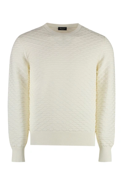 Shop Drumohr Cotton Crew-neck Sweater In White