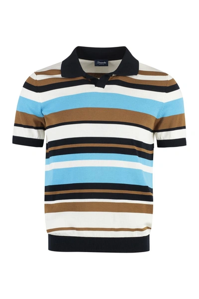 Shop Drumohr Short Sleeve Cotton Polo Shirt In Multicolor