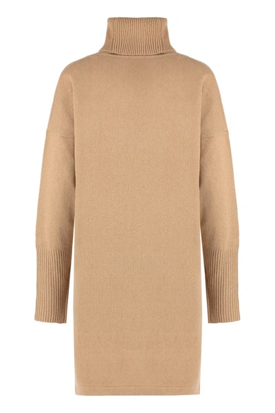 Shop Federica Tosi Ribbed Knit Dress In Camel