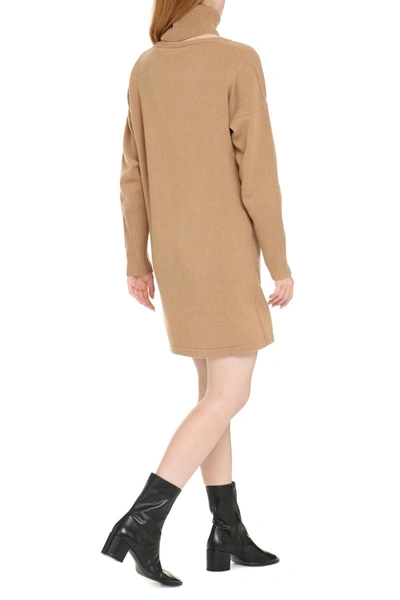 Shop Federica Tosi Ribbed Knit Dress In Camel