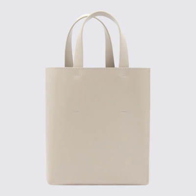 Shop Marni White Leather Museo Tote Bag In Seashell