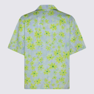 Shop Marni Aquamarine And Green Cotton Shirt