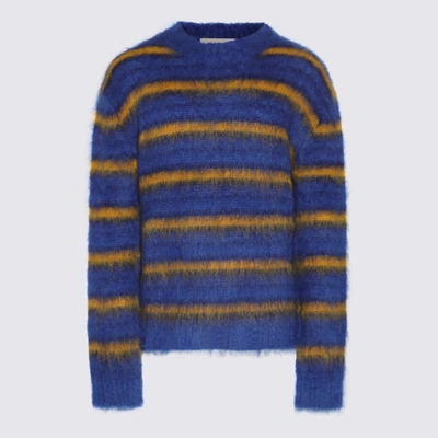Shop Marni Blue And Yellow Wool Knitwear