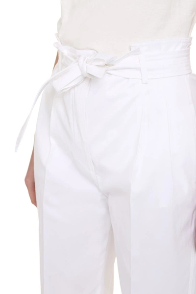 Shop Max Mara Eburnea Cotton-twill Bush-trousers In White