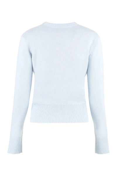 Shop Max Mara Studio Cashmere V-neck Sweater In Blue