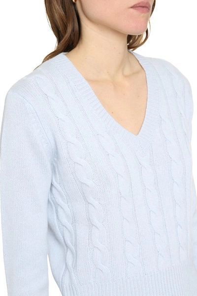 Shop Max Mara Studio Cashmere V-neck Sweater In Blue