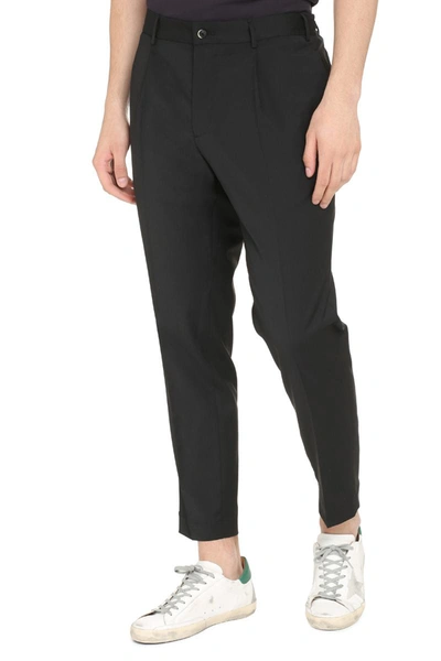 The (alphabet) Front-crease Tailored Trousers In Black