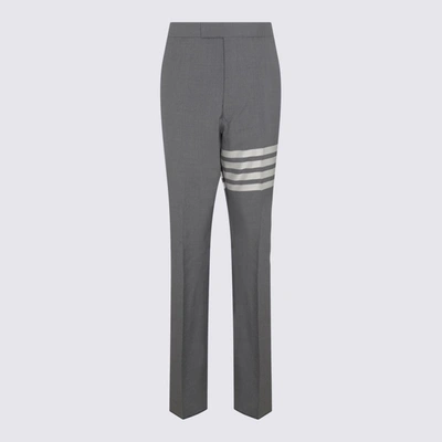 Shop Thom Browne Med Grey Plain Weave 4-bar Trousers