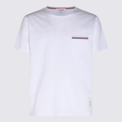 Shop Thom Browne White Cotton Rwb Pocket Trim T-shirt