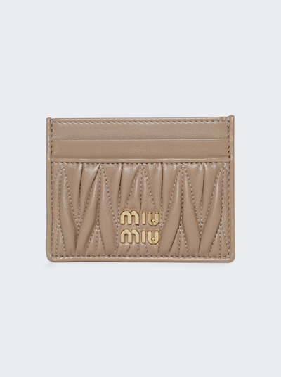 Shop Miu Miu Metelasse Card Holder In Grey