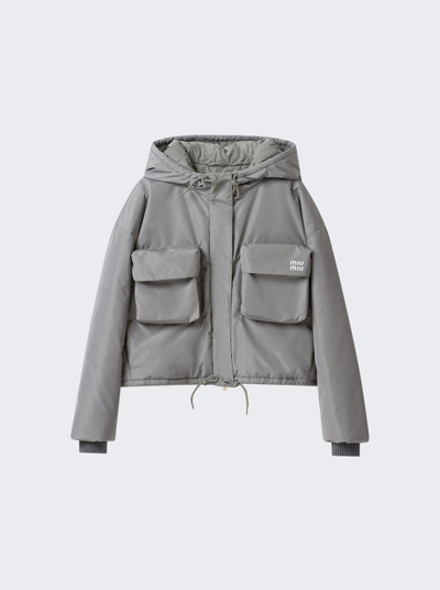 Shop Miu Miu Blouson Jacket In Lead Grey