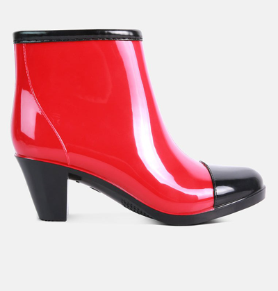 Shop London Rag Mizzle Smart Block Heel Rainboots In Red