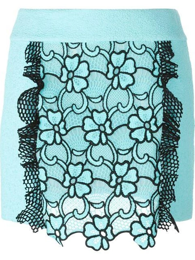 Shop Emanuel Ungaro Flower Motif Short Skirt - Blue