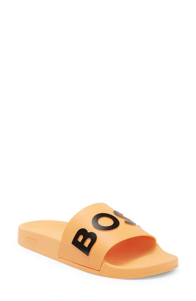 Shop Hugo Boss Bay Slide Sandal In Open Orange