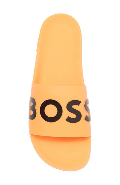 Shop Hugo Boss Boss Bay Slide Sandal In Open Orange