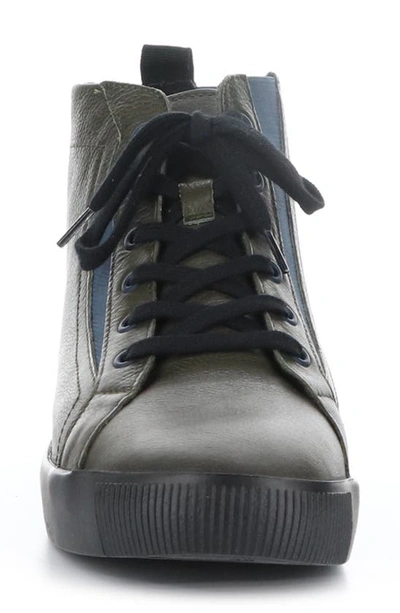 Softinos By Fly London Shy High Top Sneaker In 001 Army Smooth Leather