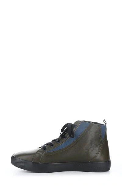 Softinos By Fly London Shy High Top Sneaker In 001 Army Smooth Leather