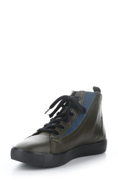 Softinos By Fly London Shy High Top Sneaker In 001 Army Smooth Leather