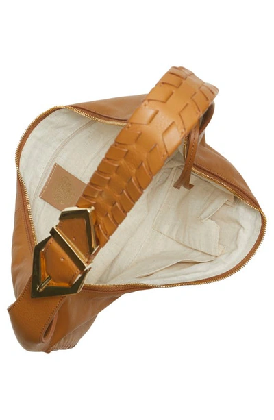 Shop Vince Camuto Clarq Leather Shoulder Bag In Aged Rum