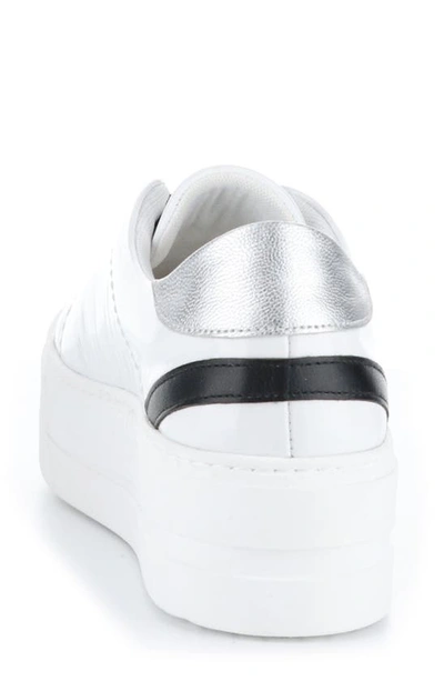 Shop Bos. & Co. Mona Platform Slip-on Sneaker In White/ Black/ Silver Patent