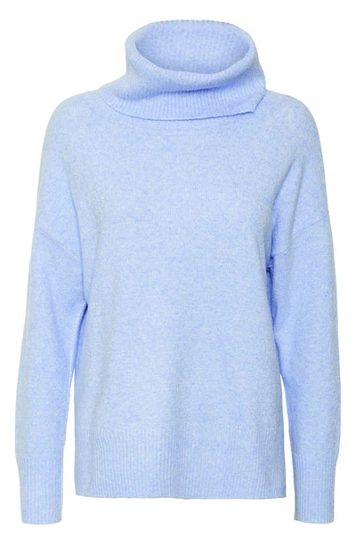 Shop Vero Moda Doffy Cowl Neck Sweater In Cerulean Detail Melange