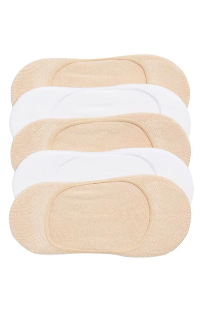 Shop Nordstrom Pillow Sole 5-pack No Show Socks In Tan Croissant -white