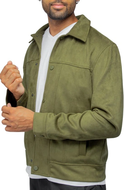 Shop X-ray Faux Suede Moto Jacket In Olive