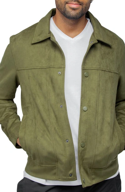 Shop X-ray Faux Suede Moto Jacket In Olive