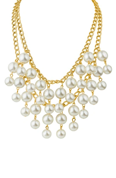 Shop Jardin Imitation Pearl Drop Layered Necklace In White/ Gold