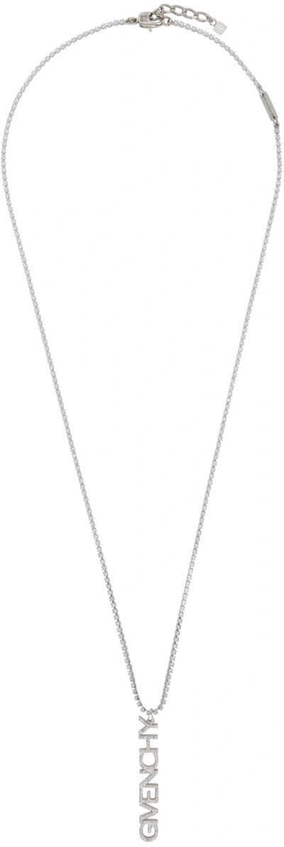 Shop Givenchy Silver Crystals Necklace In 040-silvery