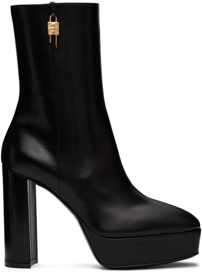 Shop Givenchy Black G Lock Platform Boots In 001 Black