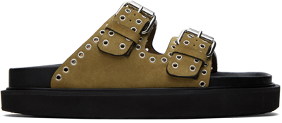 Isabel Marant Lennyo Studded Suede Flat Sandals In 50ta Taupe