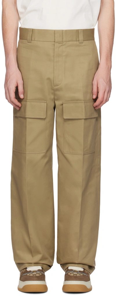 Shop Gucci Brown Cargo Pocket Trousers In 9569 Cereal