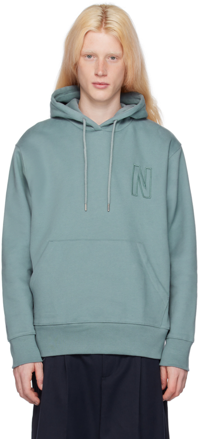 Shop Norse Projects Blue Arne Hoodie In 7186 Dark Ice Blue