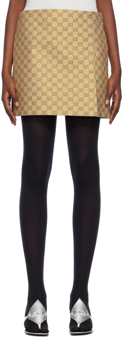 Shop Gucci Gold Two-pocket Miniskirt In 7051 Gold