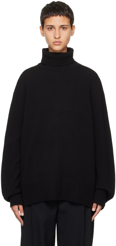 The Row Essentials Stepny Wool And Cashmere-blend Turtleneck Sweater In Black