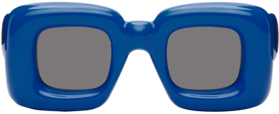 Shop Loewe Blue Inflated Rectangular Sunglasses In 4190a